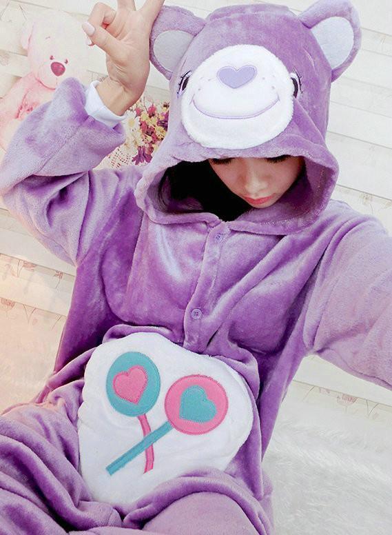 Bear Kigurumi Pajamas Hoodie Costume Animal Flannel Onesies - Pajamasbuy