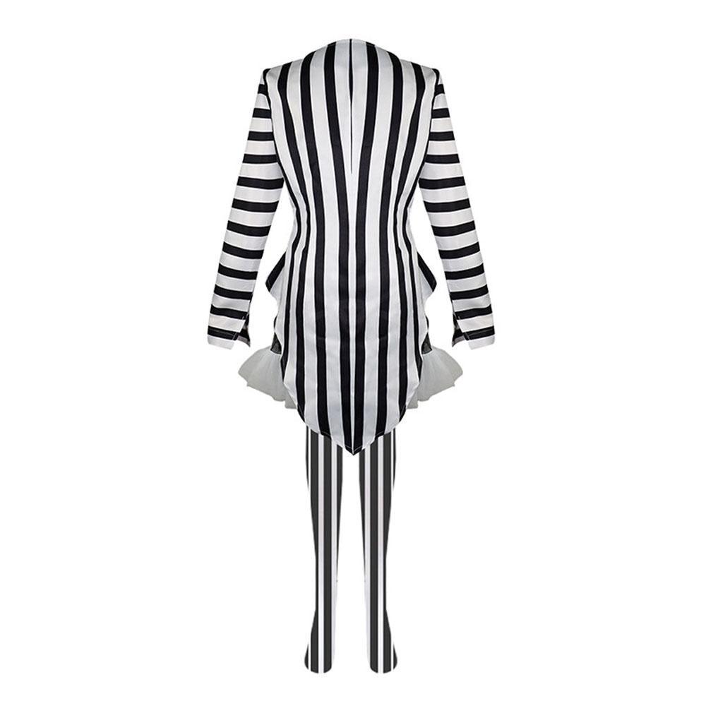 Beetlejuice 2 Costume Black and White Striped Women Dress Outfits - Pajamasbuy