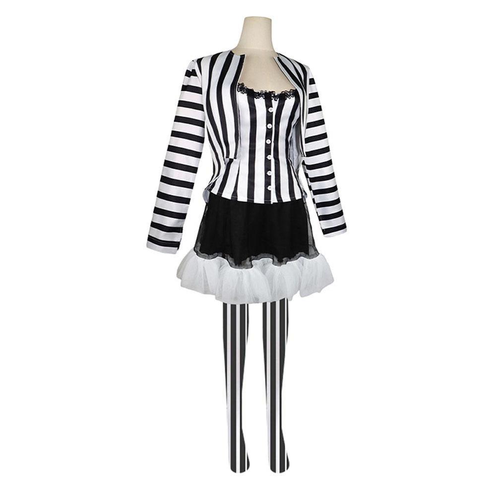 Beetlejuice 2 Costume Black and White Striped Women Dress Outfits - Pajamasbuy