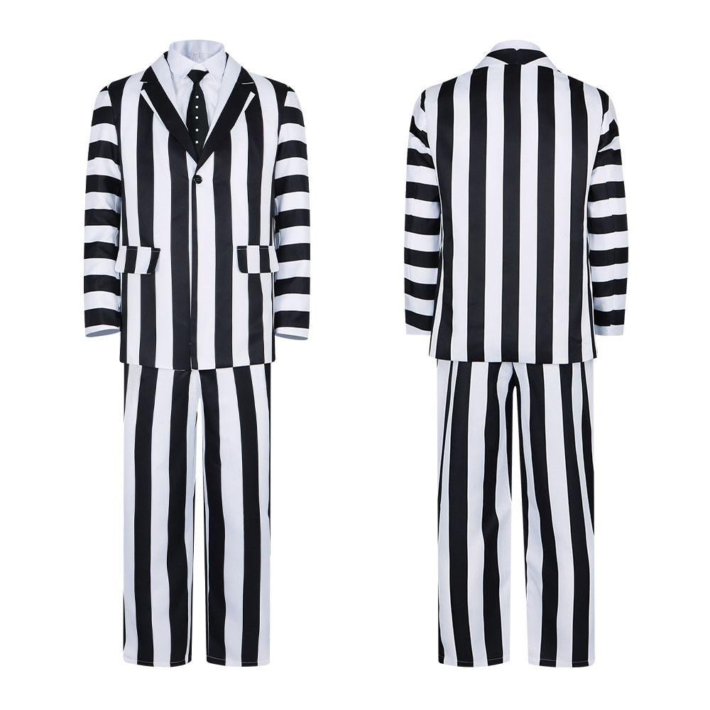 BuyBeetlejuice Adam Maitland Black And White Stripes Cosplay Costume Party Carnival Suit Now Cheaper With 3 - 5 Days Ship - PajamasBuy