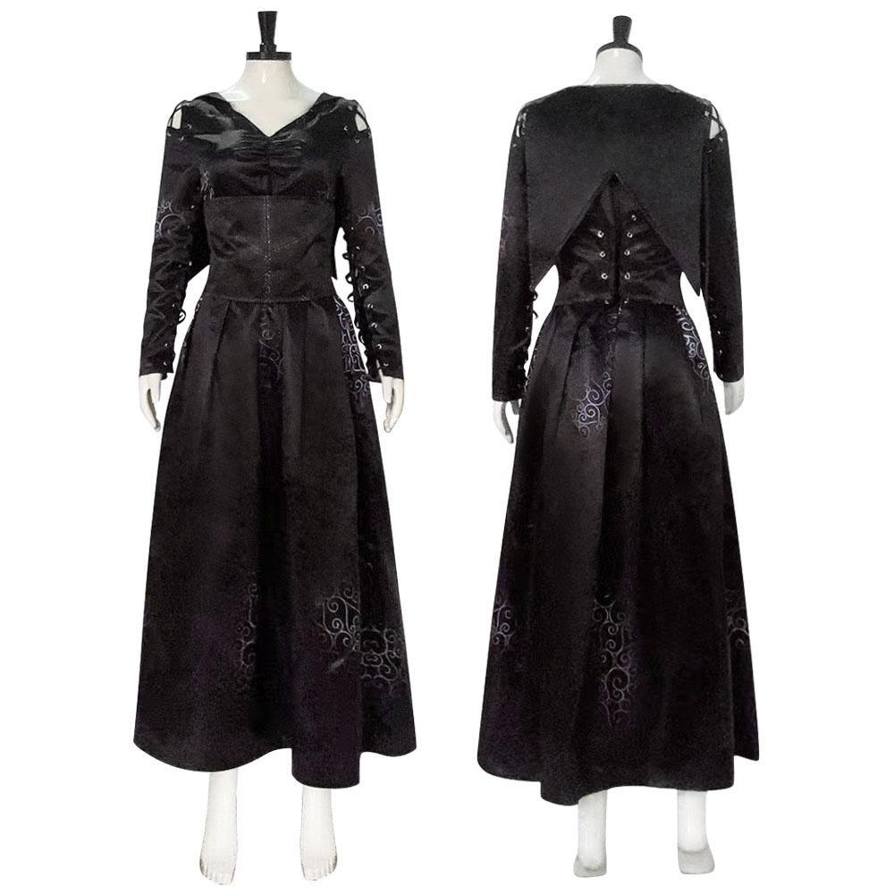 Bellatrix Lestrange Satin Dress Halloween Cosplay Costume - Pajamasbuy