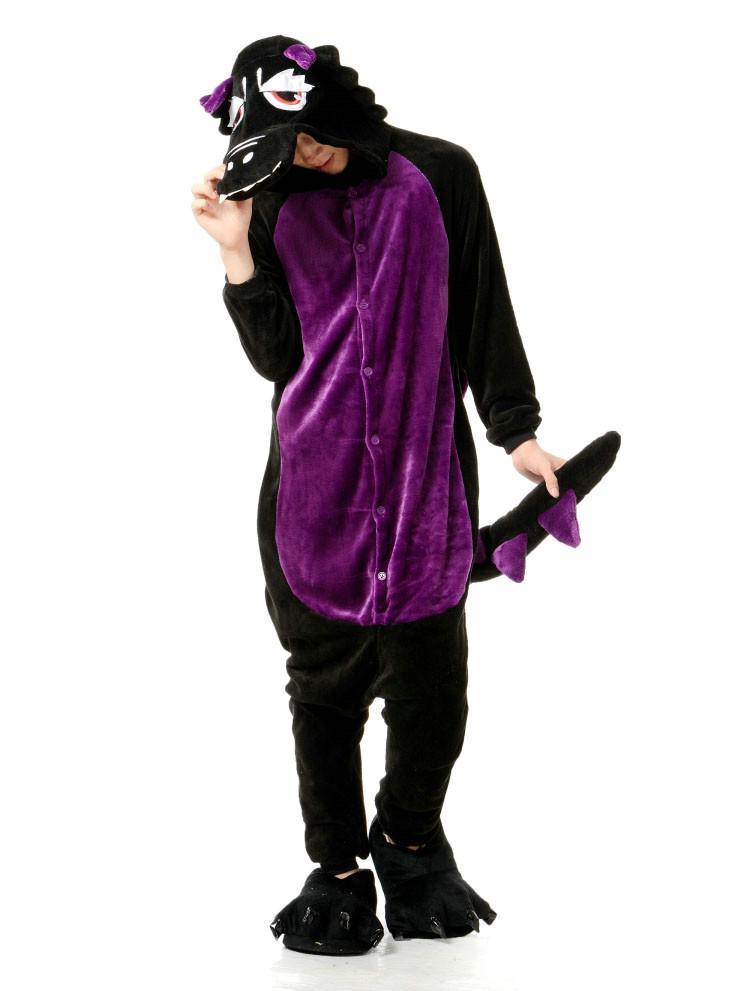 Black Dragon Adult Animal Kigurumi Oneises Costume Pajamas - Pajamasbuy