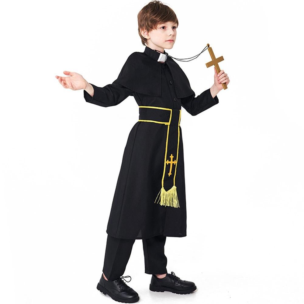 BuyBlack Robed Priest Halloween Outfits Carnival Cosplay Costume For Kids Now Cheaper With 3 - 5 Days Ship - PajamasBuy