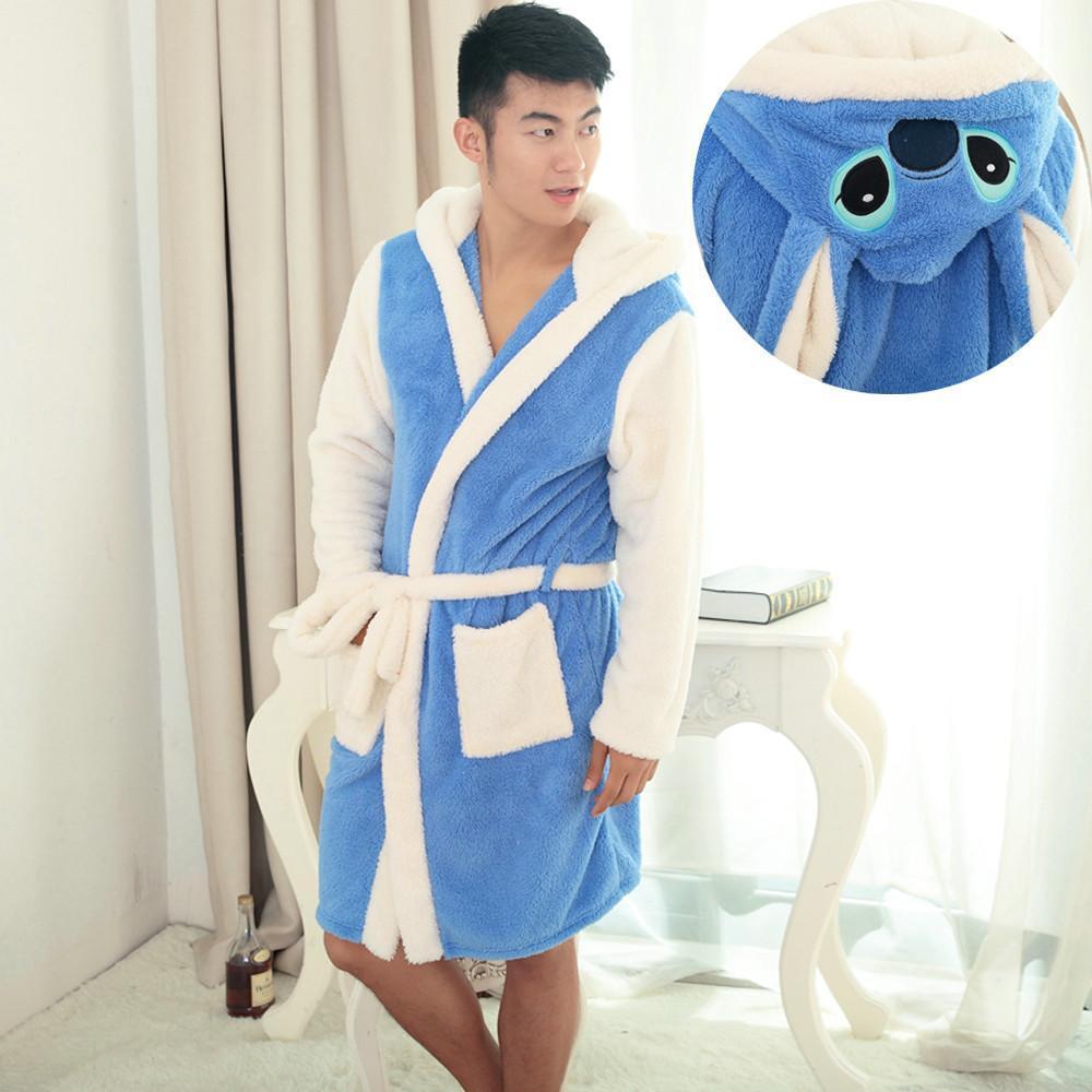 BuyBlue Stitch Winter Warm Couple Sleepwear Kigurumi Pajamas Now Cheaper With 3 - 5 Days Ship - PajamasBuy