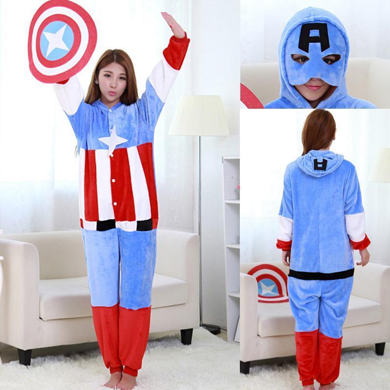 BuyCaptain America Avengers Costume Onesie Pajamas Kigurumi Now Cheaper With 3 - 5 Days Ship - PajamasBuy