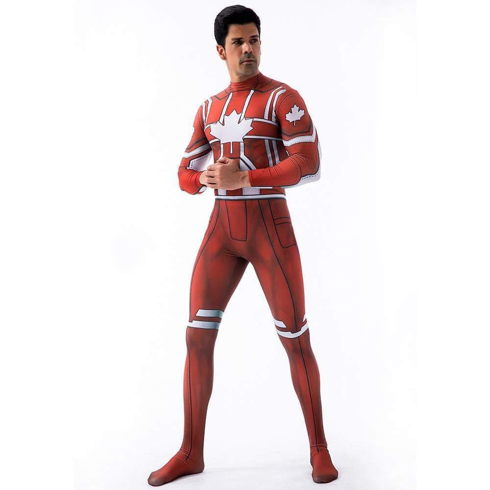 Captain Canuck Cosplay Costumes Jumpsuit Superhero Halloween Tights Zentai For Adult Kids - Pajamasbuy