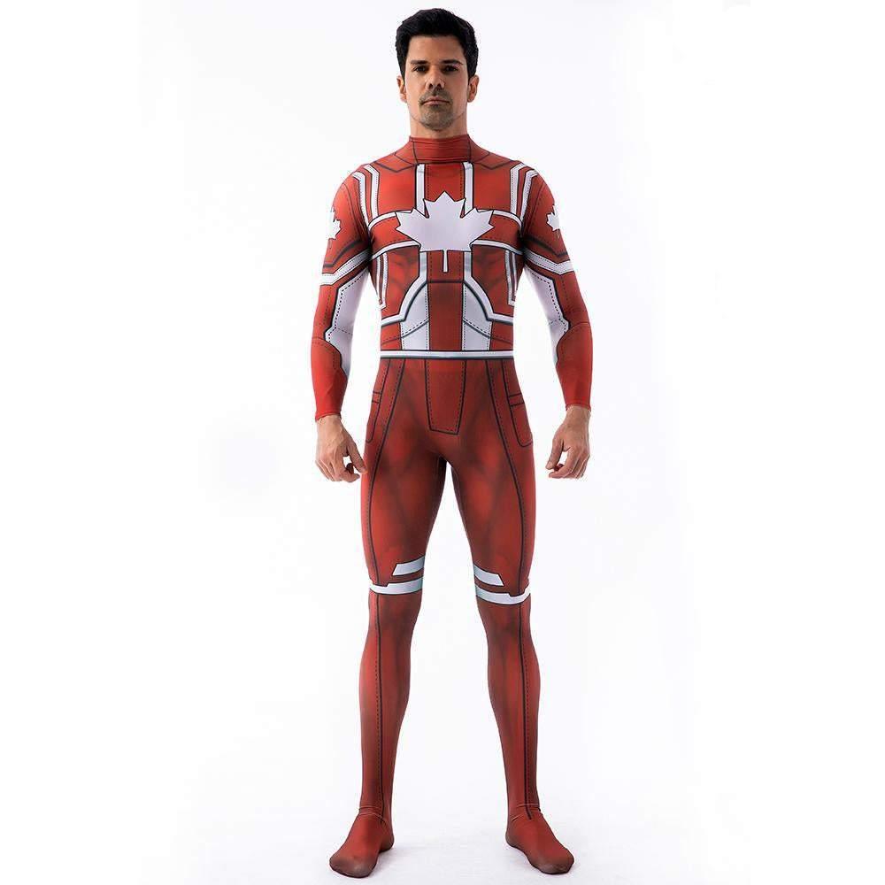 Captain Canuck Cosplay Costumes Jumpsuit Superhero Halloween Tights Zentai For Adult Kids - Pajamasbuy