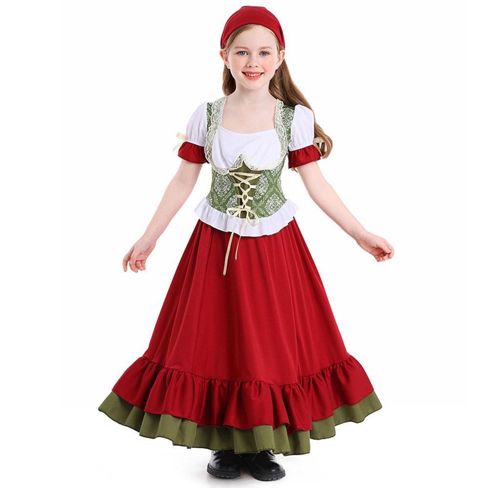 Children's Farm Oktoberfest Halloween Costume Wine Red Dance Skirt Outfit - Pajamasbuy