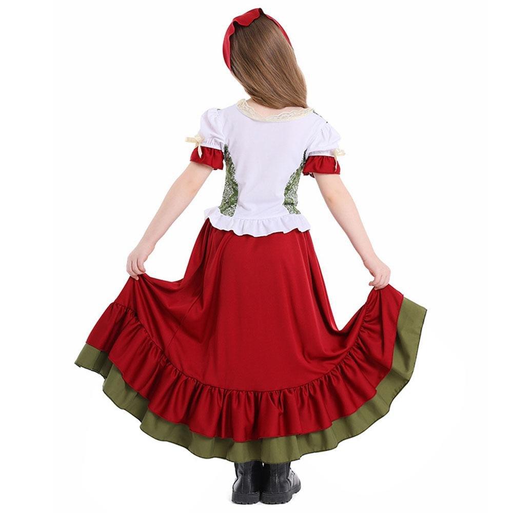 Children's Farm Oktoberfest Halloween Costume Wine Red Dance Skirt Outfit - Pajamasbuy