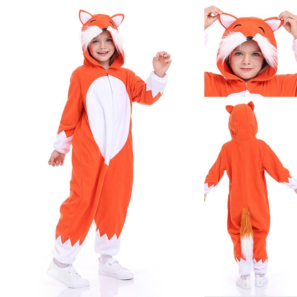 BuyChristmas Costumes Kids Cartoon Fox Kigurumi Pajamas Hooded Jumpsuit Now Cheaper With 3 - 5 Days Ship - PajamasBuy