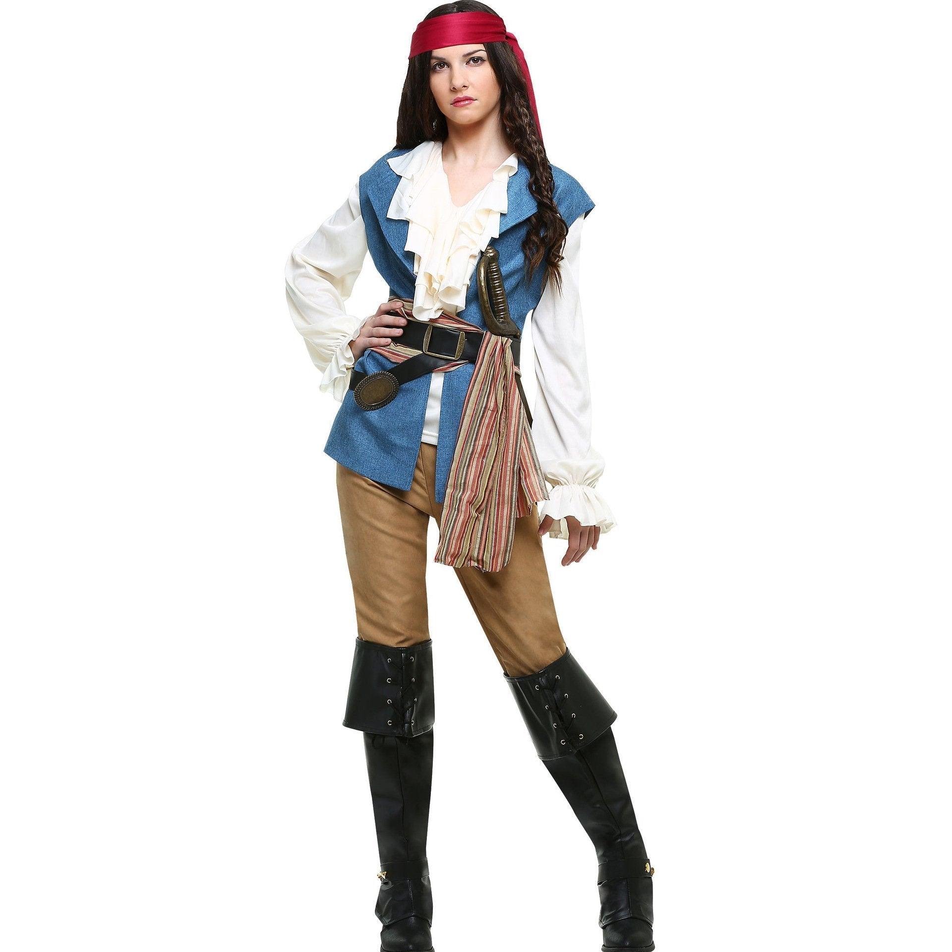 Couples Caribbean Captain Pirate Outfit Cosplay Costumes Fancy Dress Halloween Adult - Pajamasbuy