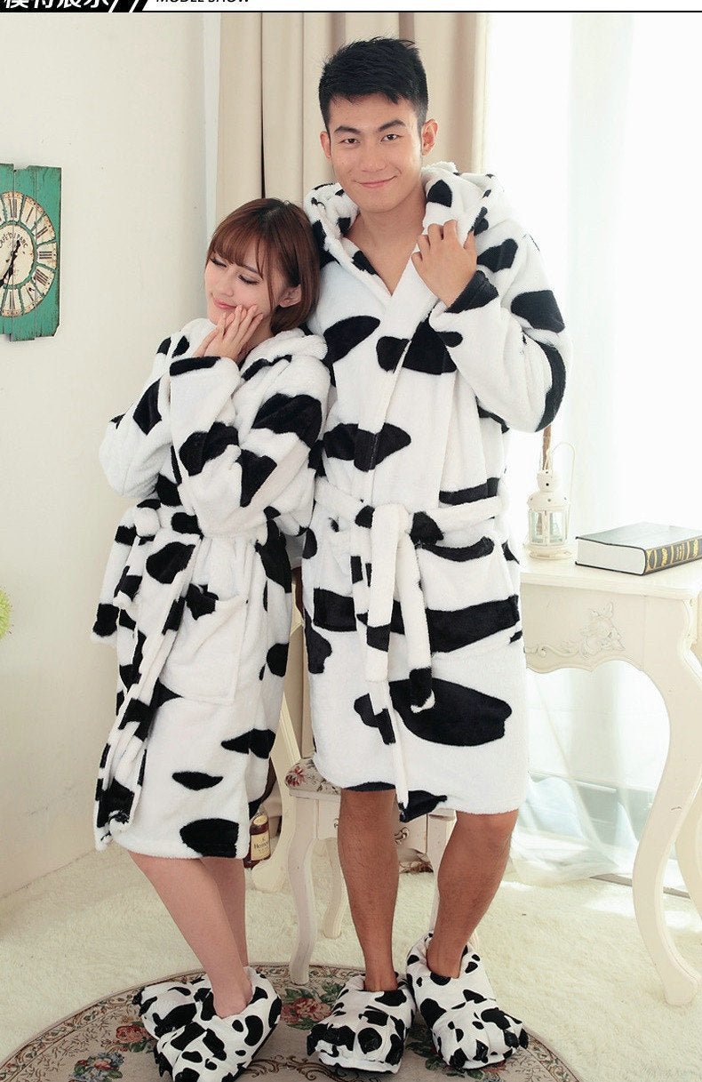 BuyCow Pajamas Winter Warm Onesies Coral Fleece Hoodie Kigurumi Robe Now Cheaper With 3 - 5 Days Ship - PajamasBuy