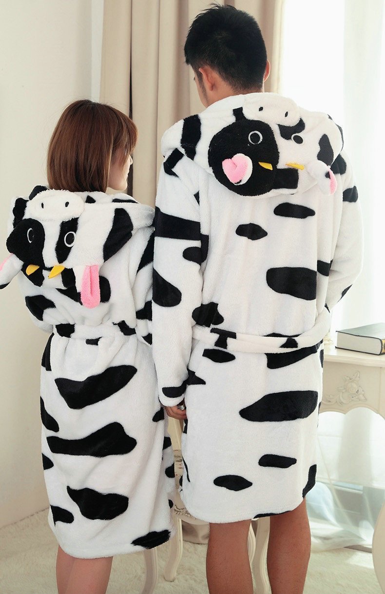 BuyCow Pajamas Winter Warm Onesies Coral Fleece Hoodie Kigurumi Robe Now Cheaper With 3 - 5 Days Ship - PajamasBuy