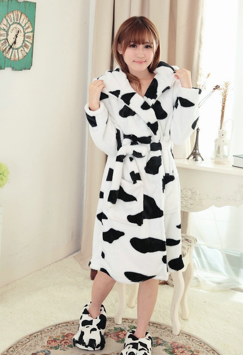 BuyCow Pajamas Winter Warm Onesies Coral Fleece Hoodie Kigurumi Robe Now Cheaper With 3 - 5 Days Ship - PajamasBuy