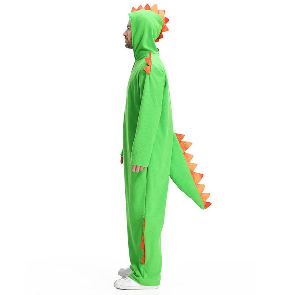 Cute Green Big Tail Dinosaur Animal Adult Jumpsuit Cosplay Costume Carnival - Pajamasbuy