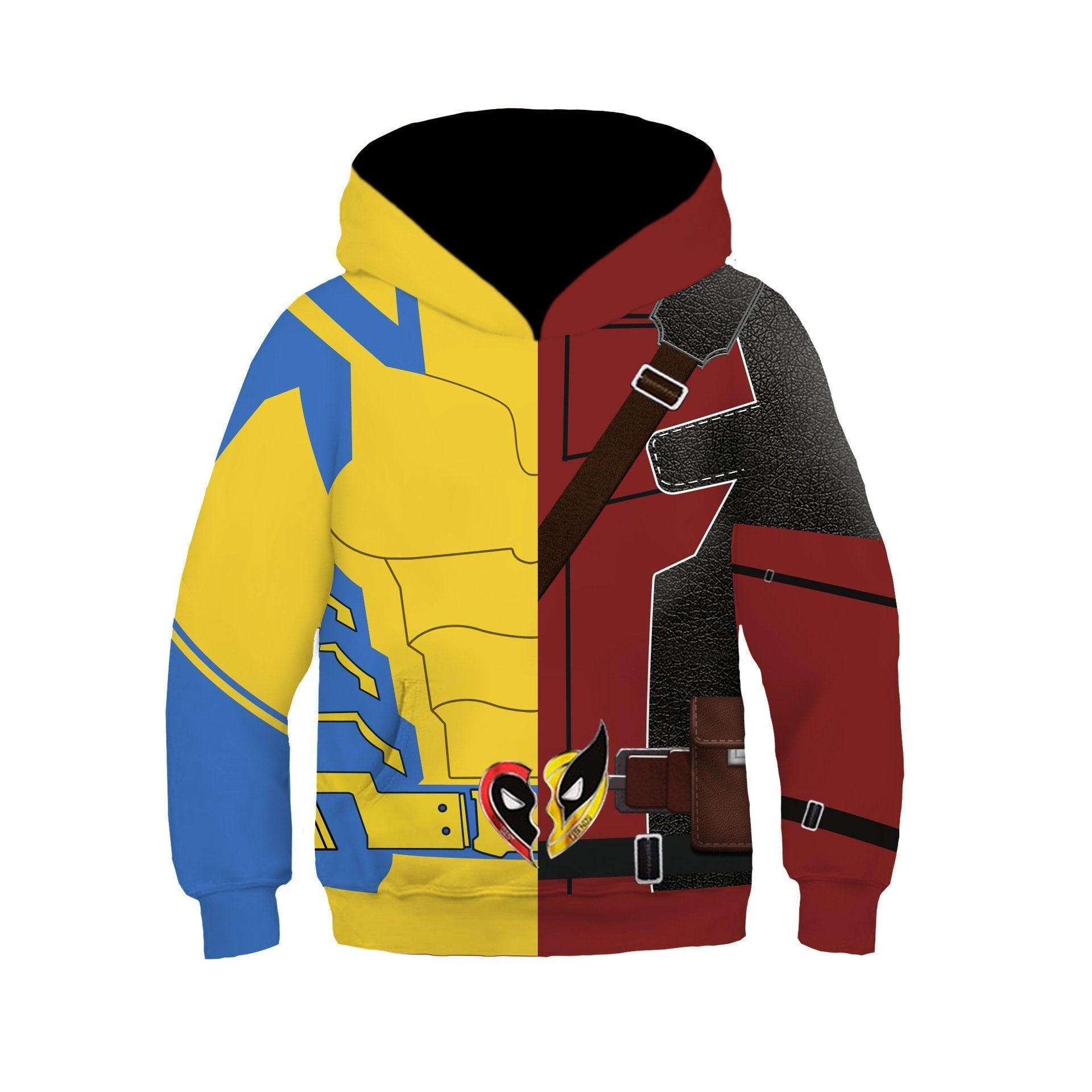 Deadpool and Wolverine Children 3D cartoon Sweater Jumpsuit cosplay - Pajamasbuy