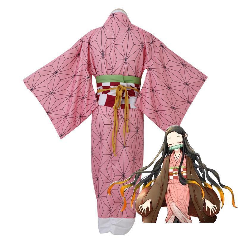 Demon Slayer Kamado Nezuko Anime Cosplay Costume Japanese Kimono - Pajamasbuy