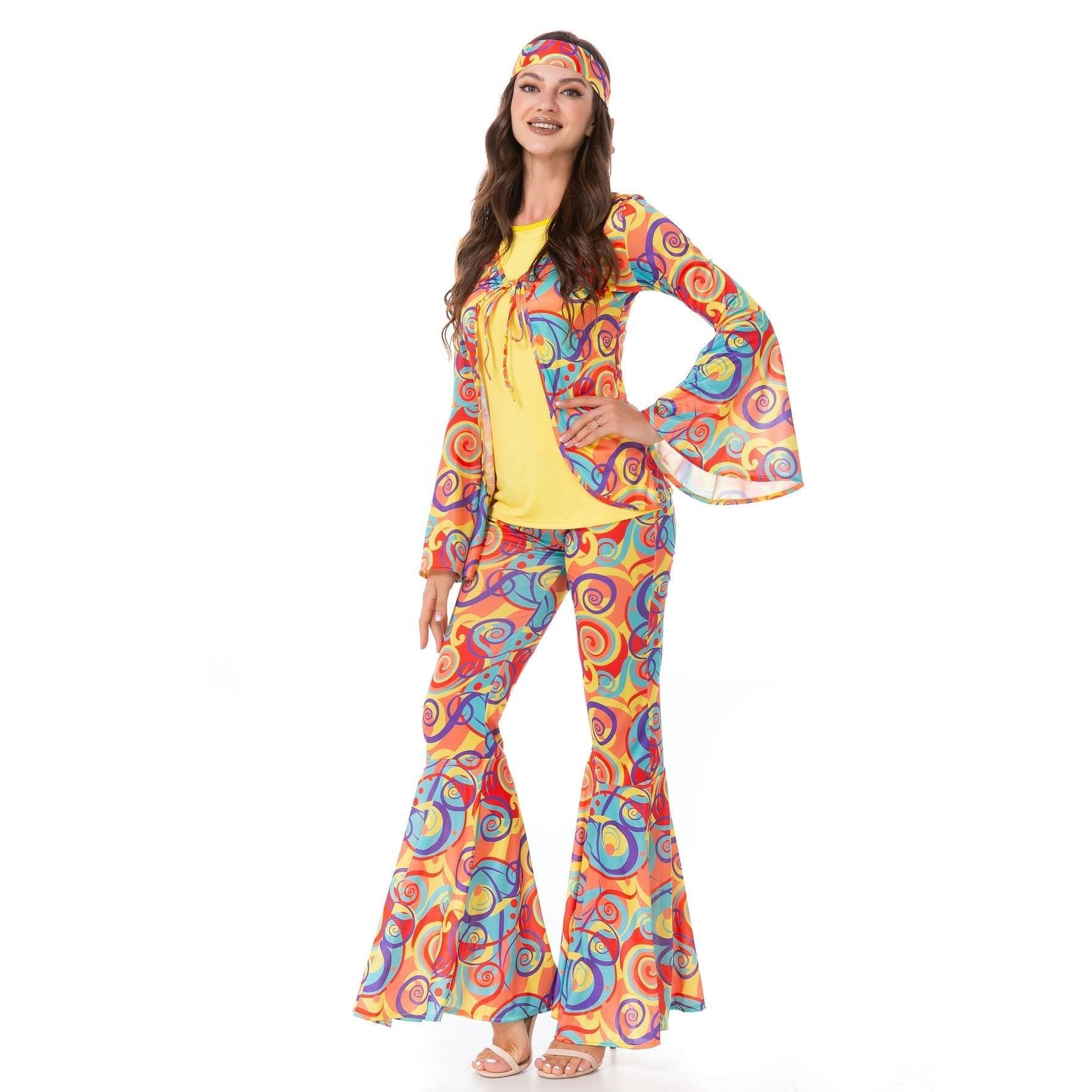 Disco 70s Fancy Dress Retro hip - hop hippie Couple Stage Costumes Halloween - Pajamasbuy