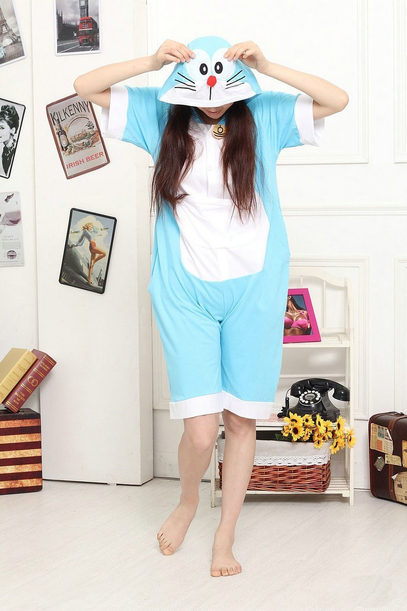 BuyDoraemon Cat Pajamas Onesie Kigurumi Short Sleeve Costume Now Cheaper With 3 - 5 Days Ship - PajamasBuy