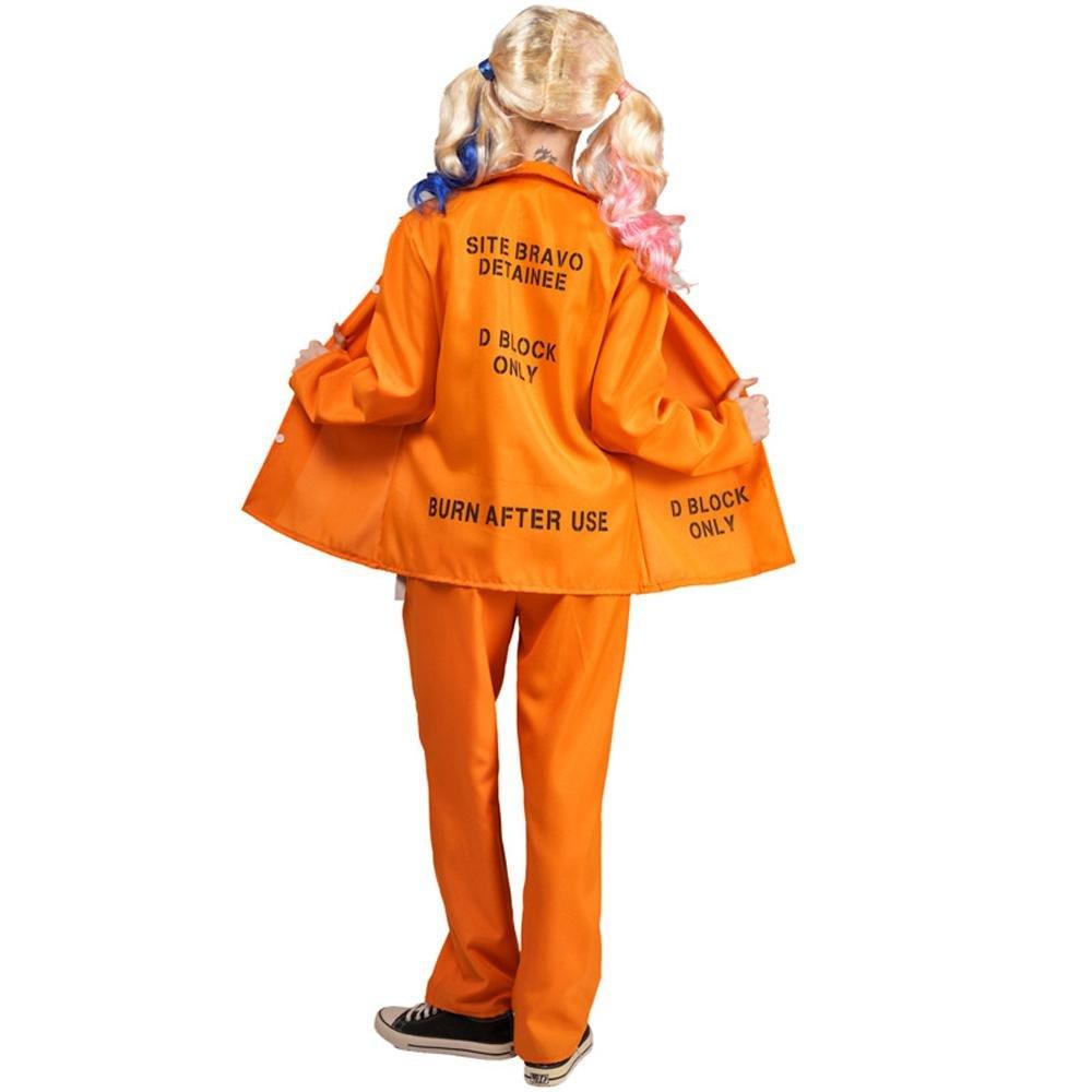 Escaped Prisoner Costume Cosplay Party Jumpsuit Uniform Suit Halloween For Men Women - Pajamasbuy