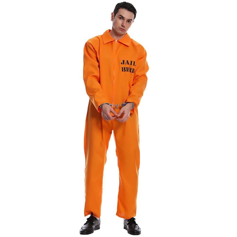 Escaped Prisoner Costume Cosplay Party Jumpsuit Uniform Suit Halloween For Men Women - Pajamasbuy