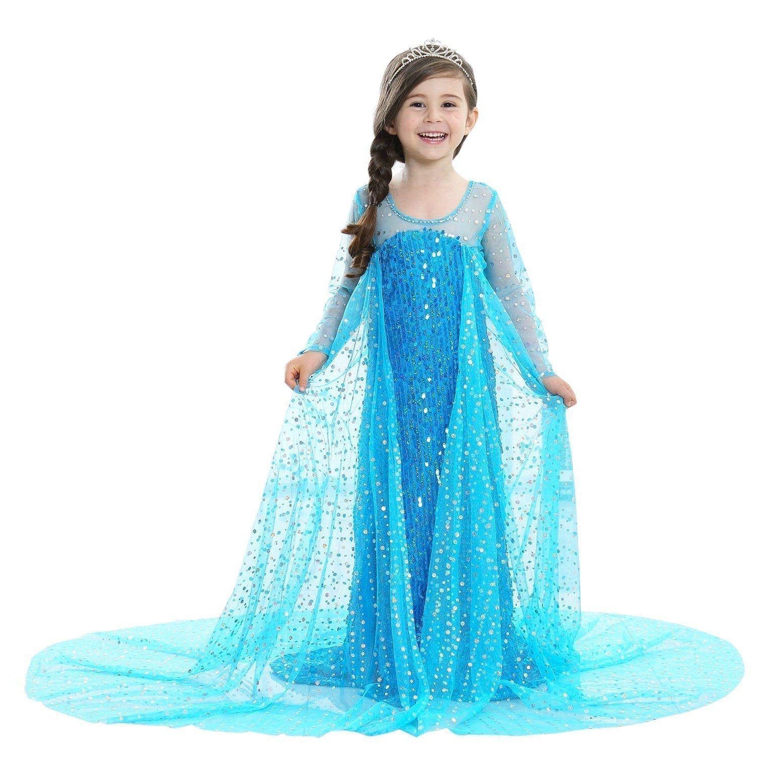 BuyFrozen Elsa Costume Long Sleeve Girl Party Princess Dress Now Cheaper With 3 - 5 Days Ship - PajamasBuy