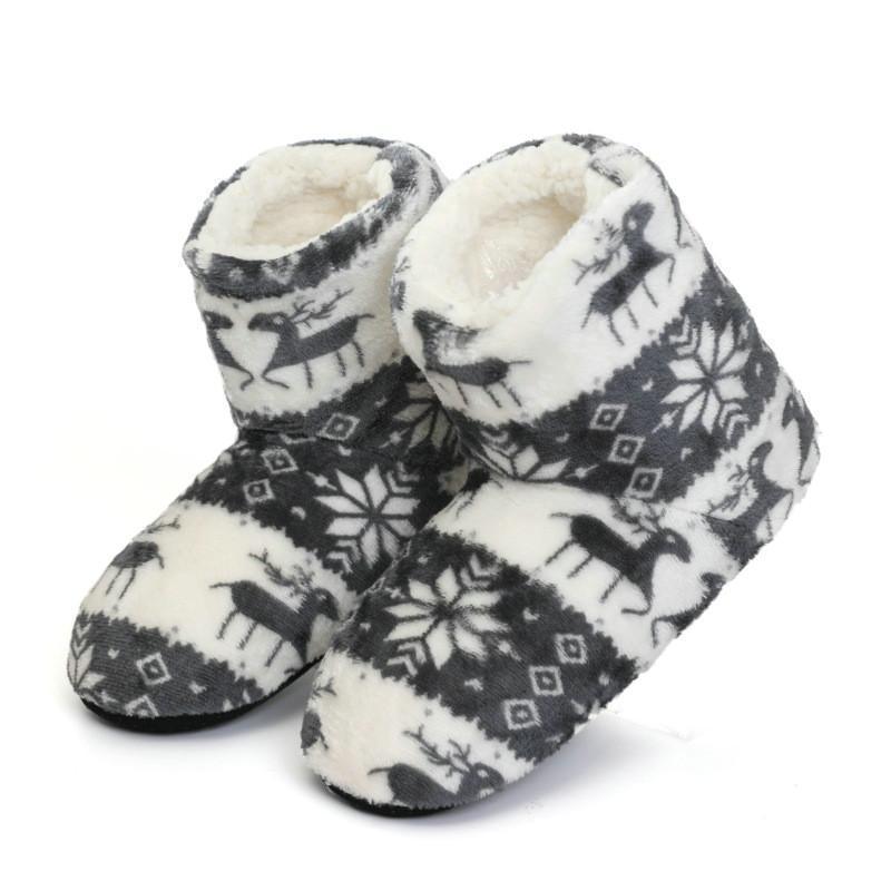 Furry Women Slippers Warm Plush Christmas Indoor Home Reindeer Shoes - Pajamasbuy