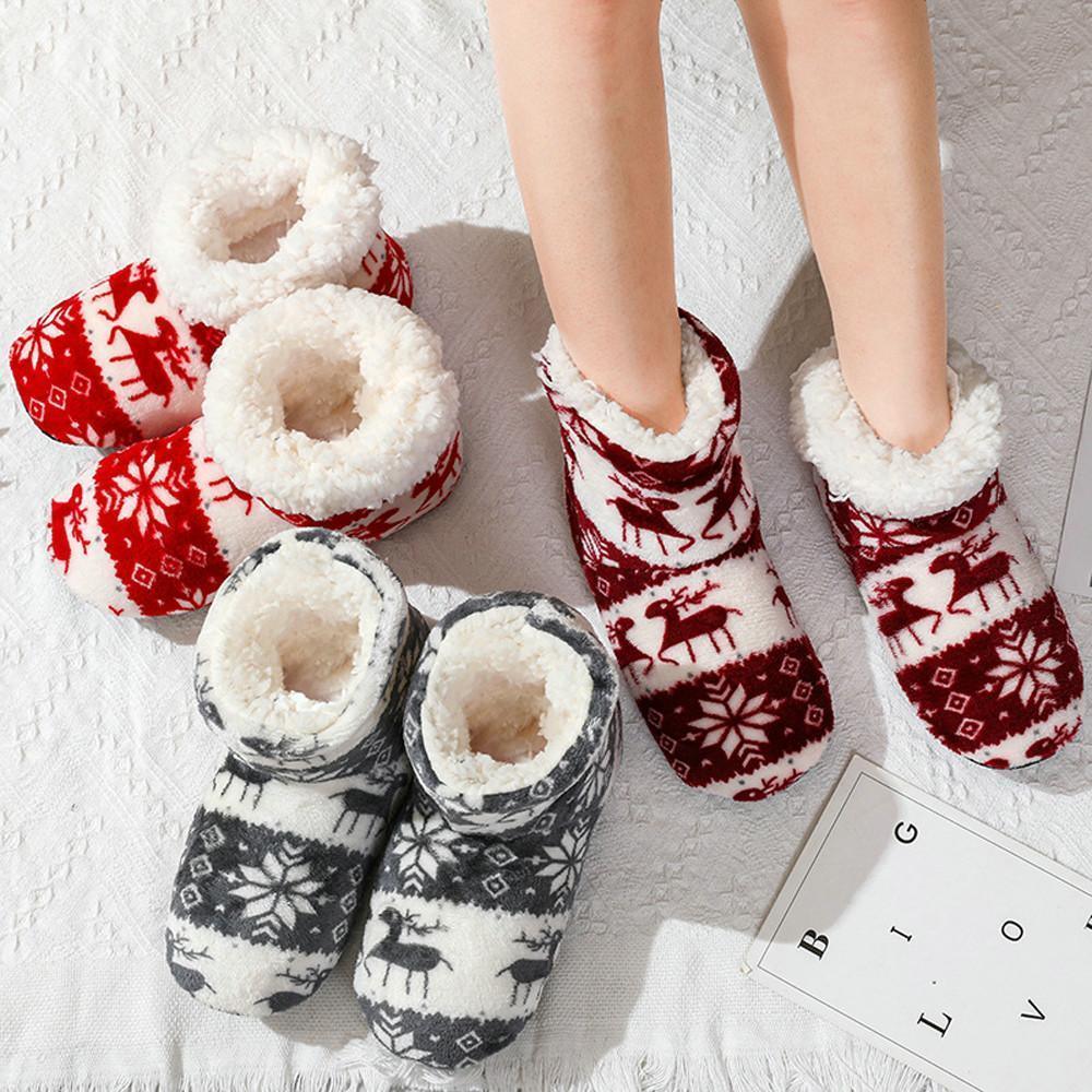 Furry Women Slippers Warm Plush Christmas Indoor Home Reindeer Shoes - Pajamasbuy