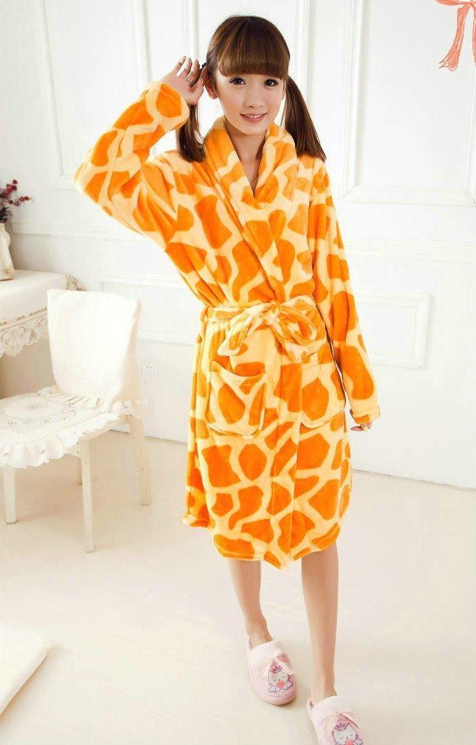 Giraffe Animal Costume Kigurumi Night Robe Warm Flannel Unisex Pajamas - Pajamasbuy