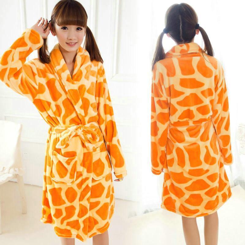 Giraffe Animal Costume Kigurumi Night Robe Warm Flannel Unisex Pajamas - Pajamasbuy