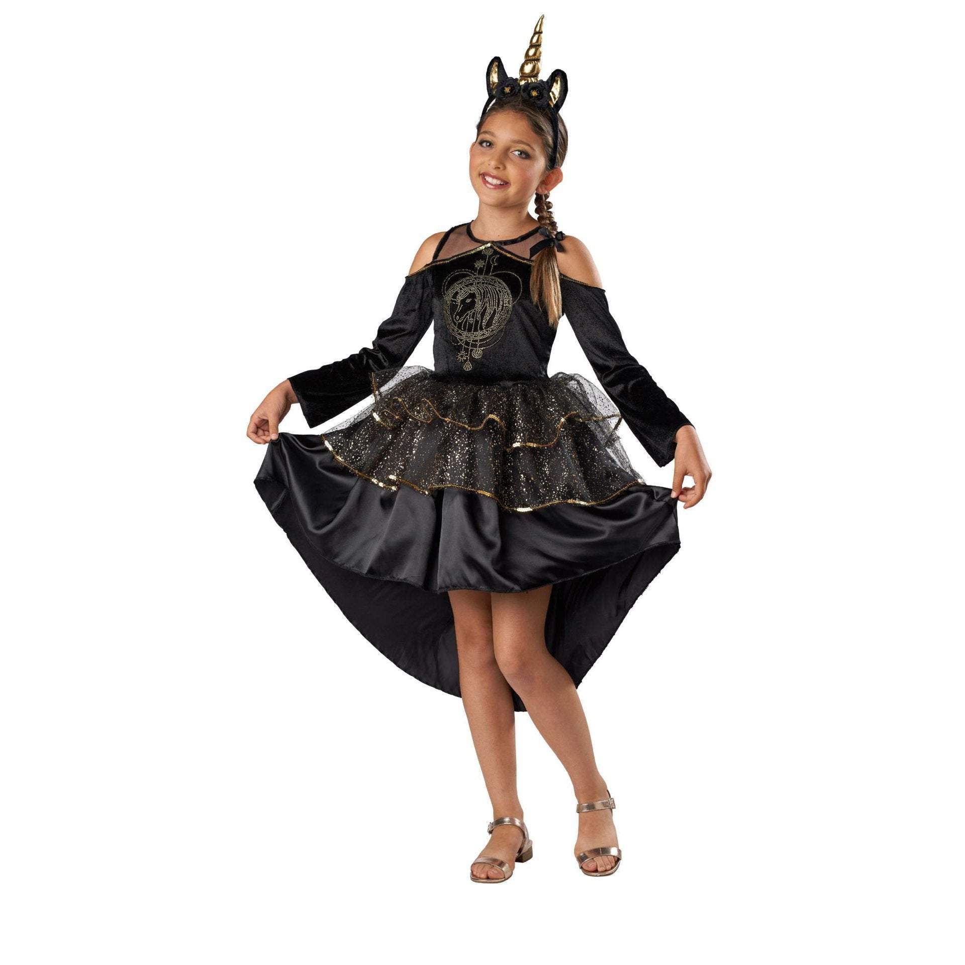 BuyGirl's Unicorn Black Puffy Tuxedo Gothic Dress Halloween Cartoon Costume Now Cheaper With 3 - 5 Days Ship - PajamasBuy