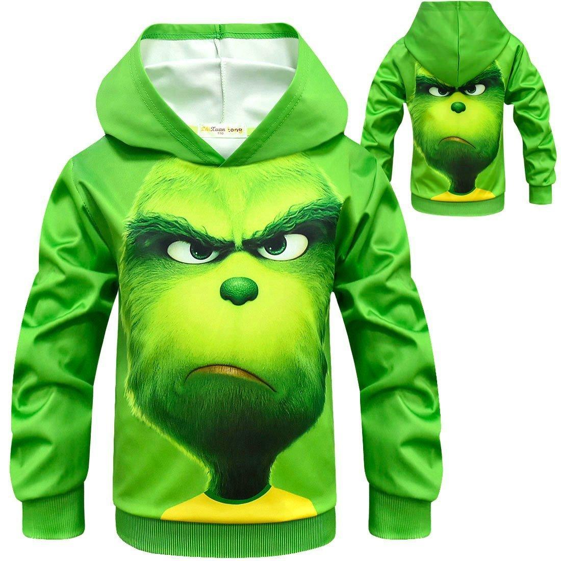 Green Monster Grinch Kids Boys Mask Hooded Sweatshirt Set - Pajamasbuy