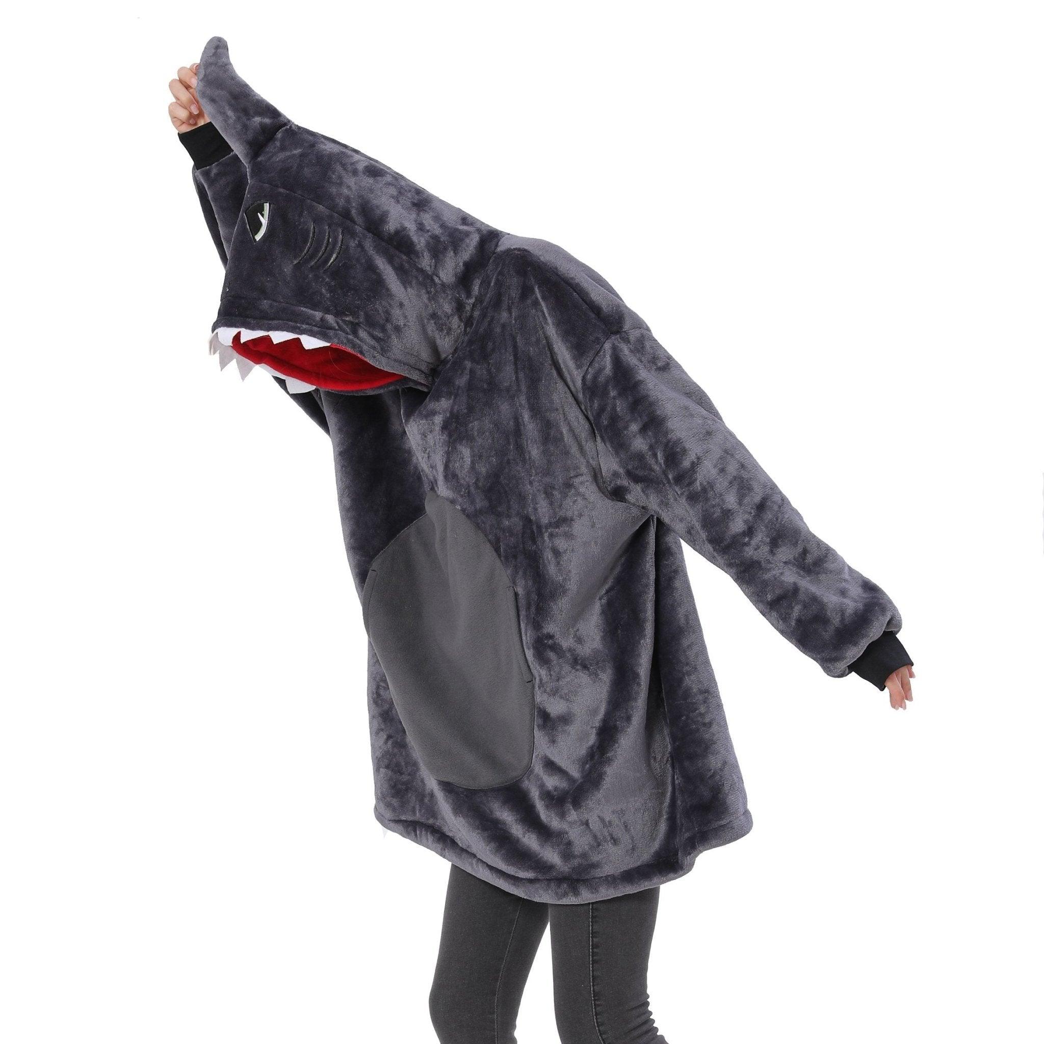 Grey Shark Animals Costume Keep Warm Cozy Lazy TV Blanket Pajamas - Pajamasbuy