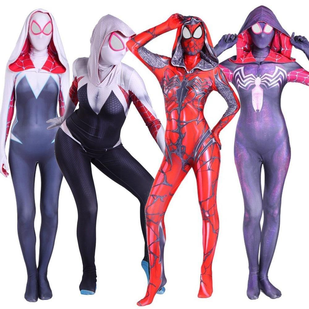 Gwen Stacy Spider - man Costume Costume Zentai Jumpsuit Bodysuit Adult Kids - Pajamasbuy