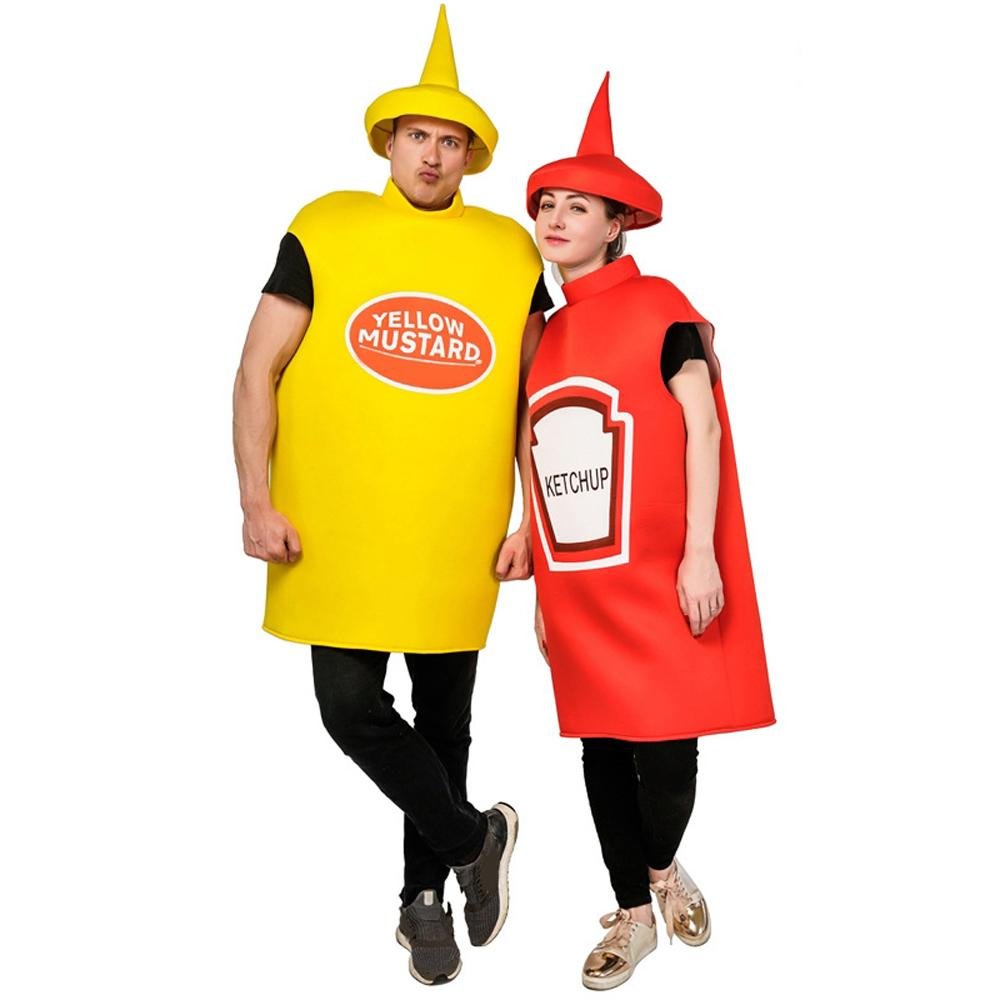 BuyHalloween Adult Couples Mustard Ketchup jumpsuit Costume Cosplay Party Now Cheaper With 3 - 5 Days Ship - PajamasBuy