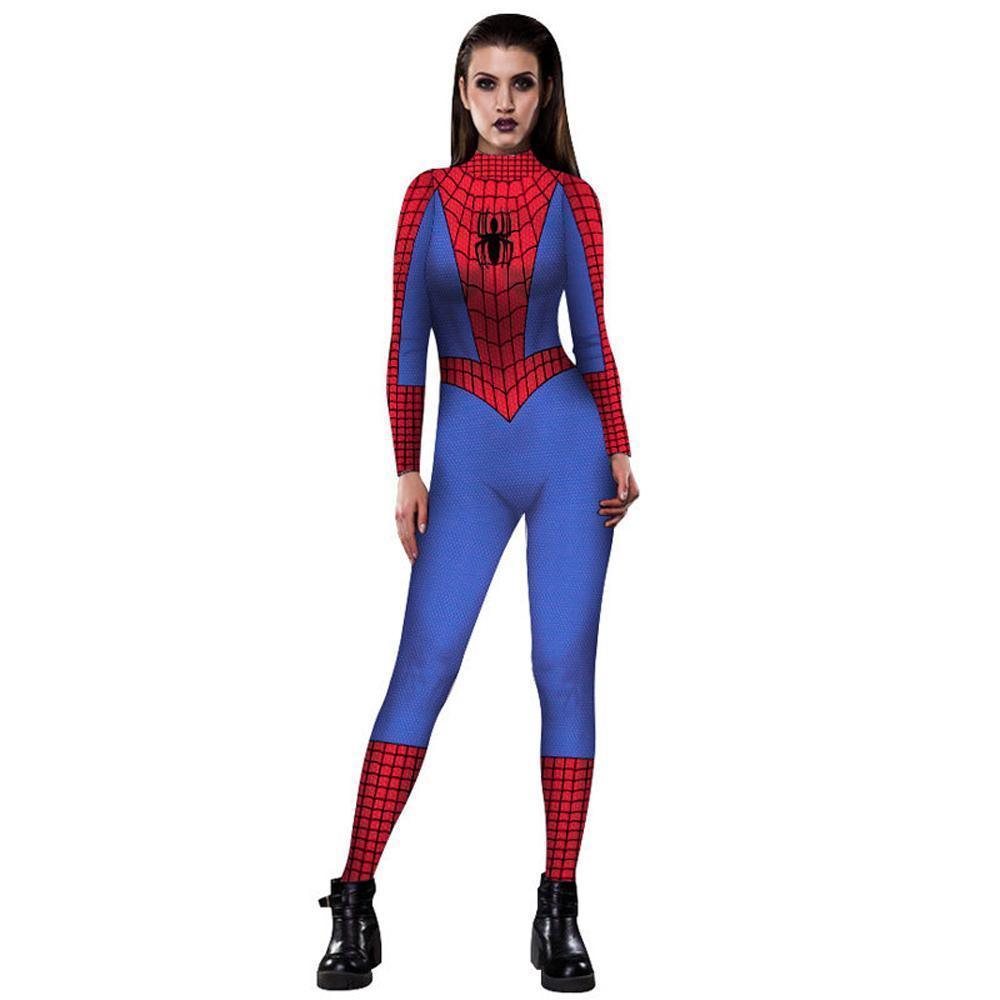 Halloween Peter B Parker Spider woman Digital Printed Bodycon Jumpsuit Costume - Pajamasbuy