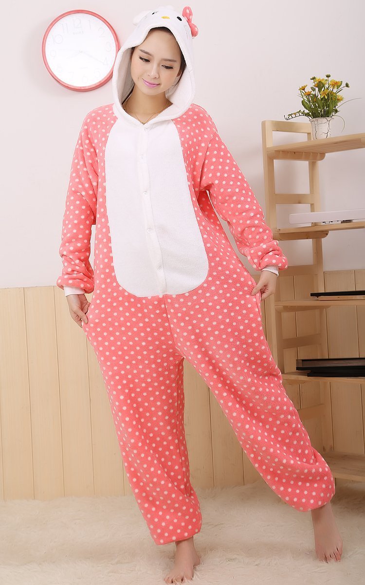 BuyHello Kitty Onesie Hoodie Animal Kigurumi Costume Pajamas Now Cheaper With 3 - 5 Days Ship - PajamasBuy