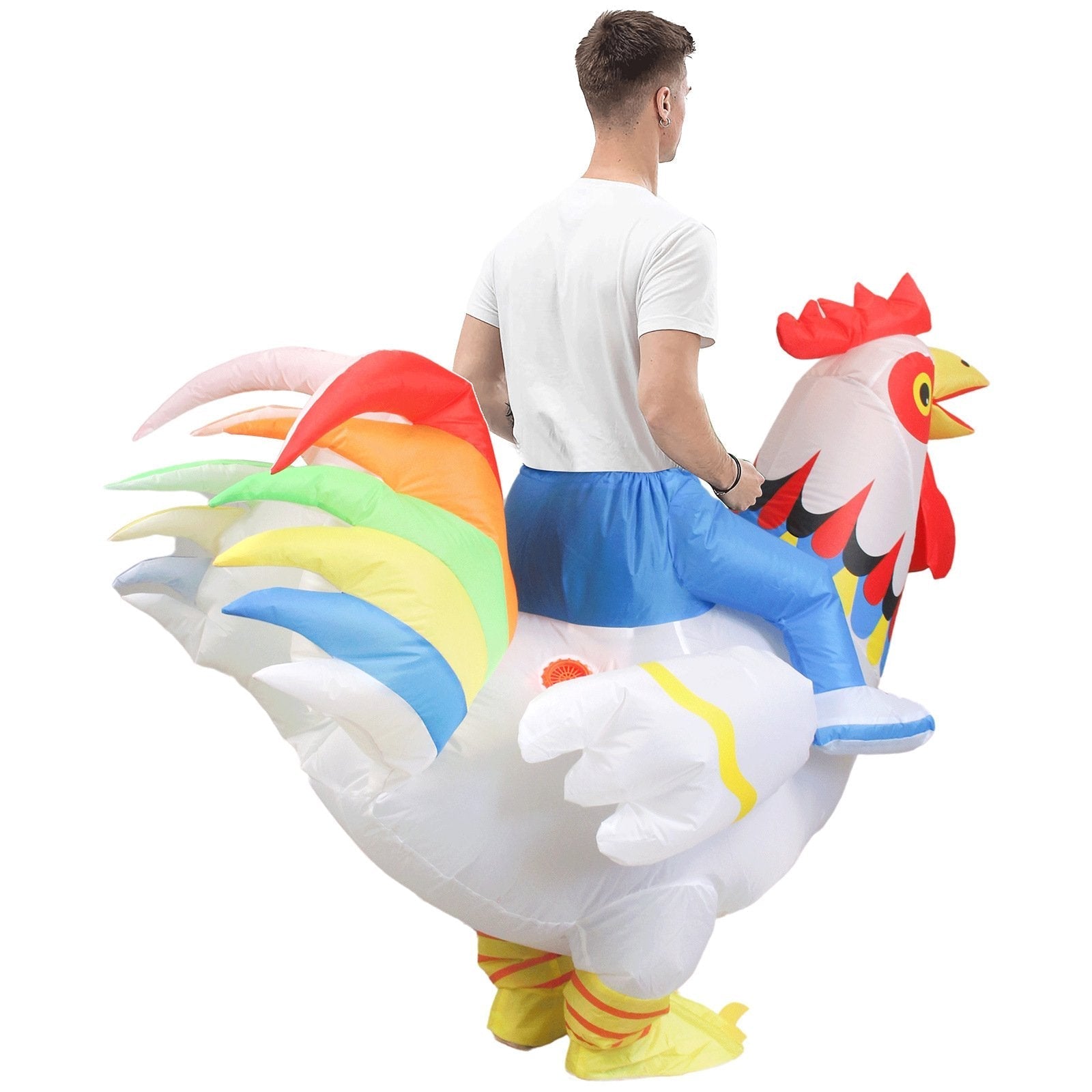 BuyHilarious Inflatable Red and White Rooster Costume Adult Halloween Party Mascot Outfit Now Cheaper With 3 - 5 Days Ship - PajamasBuy