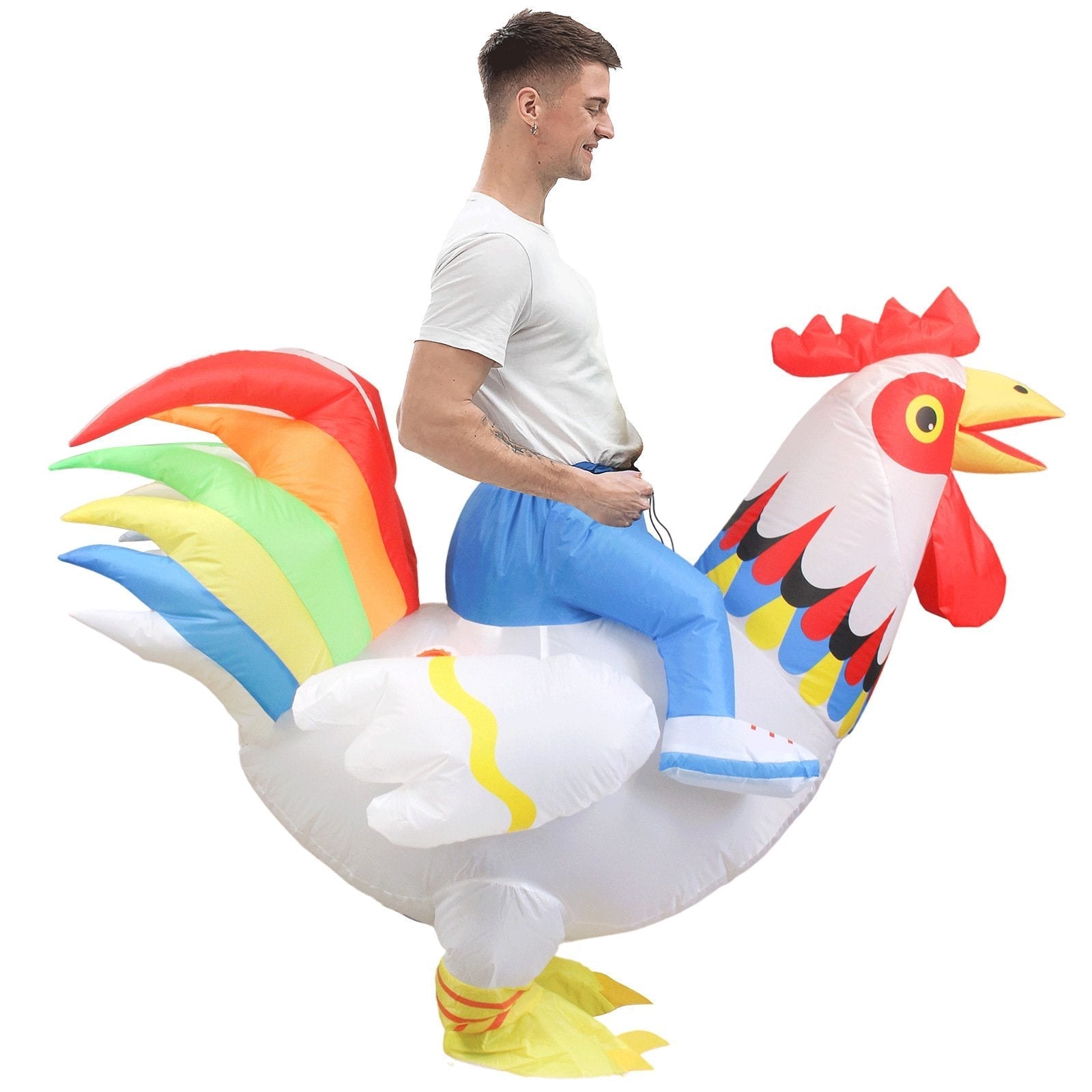 BuyHilarious Inflatable Red and White Rooster Costume Adult Halloween Party Mascot Outfit Now Cheaper With 3 - 5 Days Ship - PajamasBuy