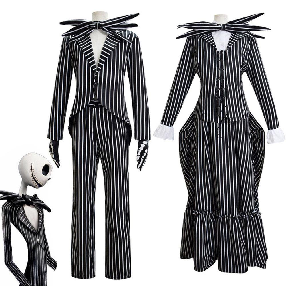 BuyJack Skellington Couples Costume Halloween Outfits Party Carnival Cosplay Now Cheaper With 3 - 5 Days Ship - PajamasBuy