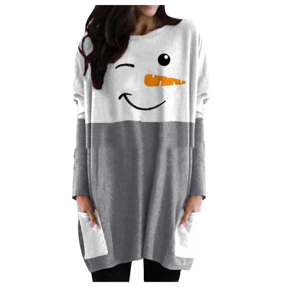 Women's Christmas Skirt Snowman Printed Long Sleeve Dress