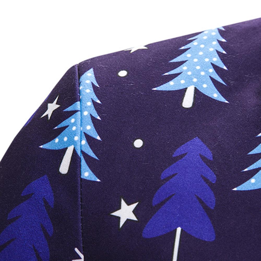 Christmas blue Dinner Jackets for Men Holiday Santa Printed Blazers Outfit Suits