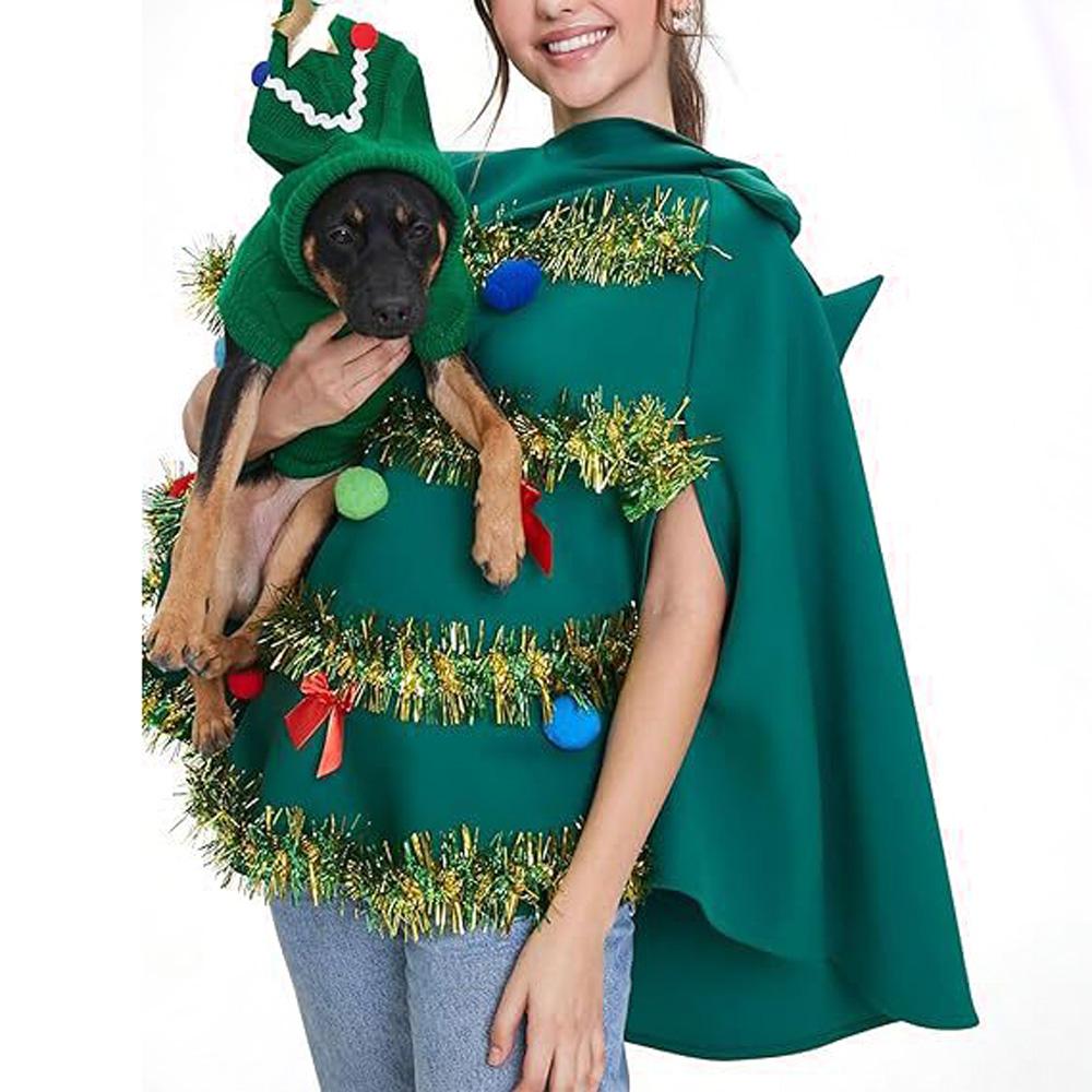 Women's Unique Green Christmas Tree Shape Costume Hoddie Cloak for Christmas| PajmasBuy