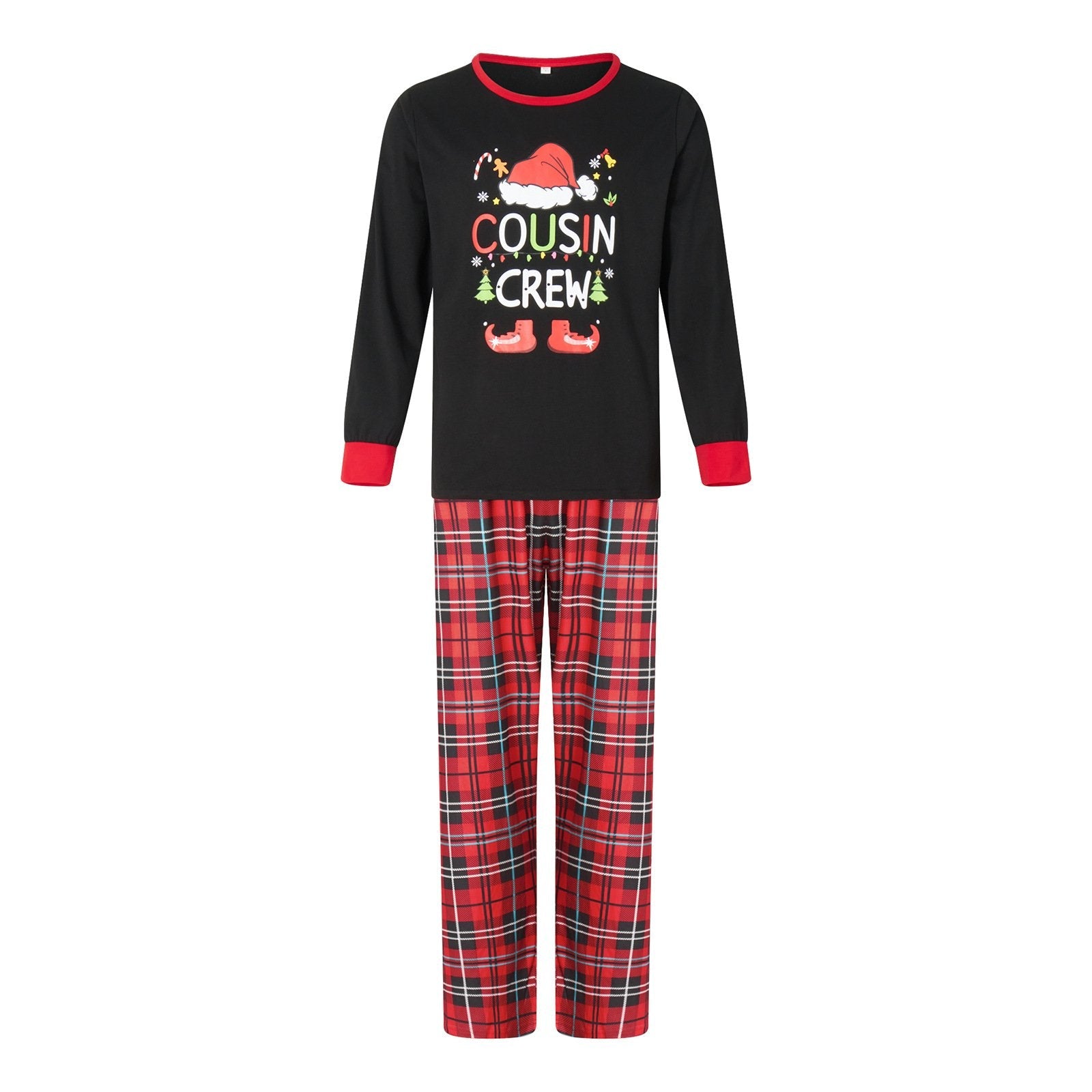 Black Elk Print Plaid Christmas Family Couples Matching Pajamas Party Sets