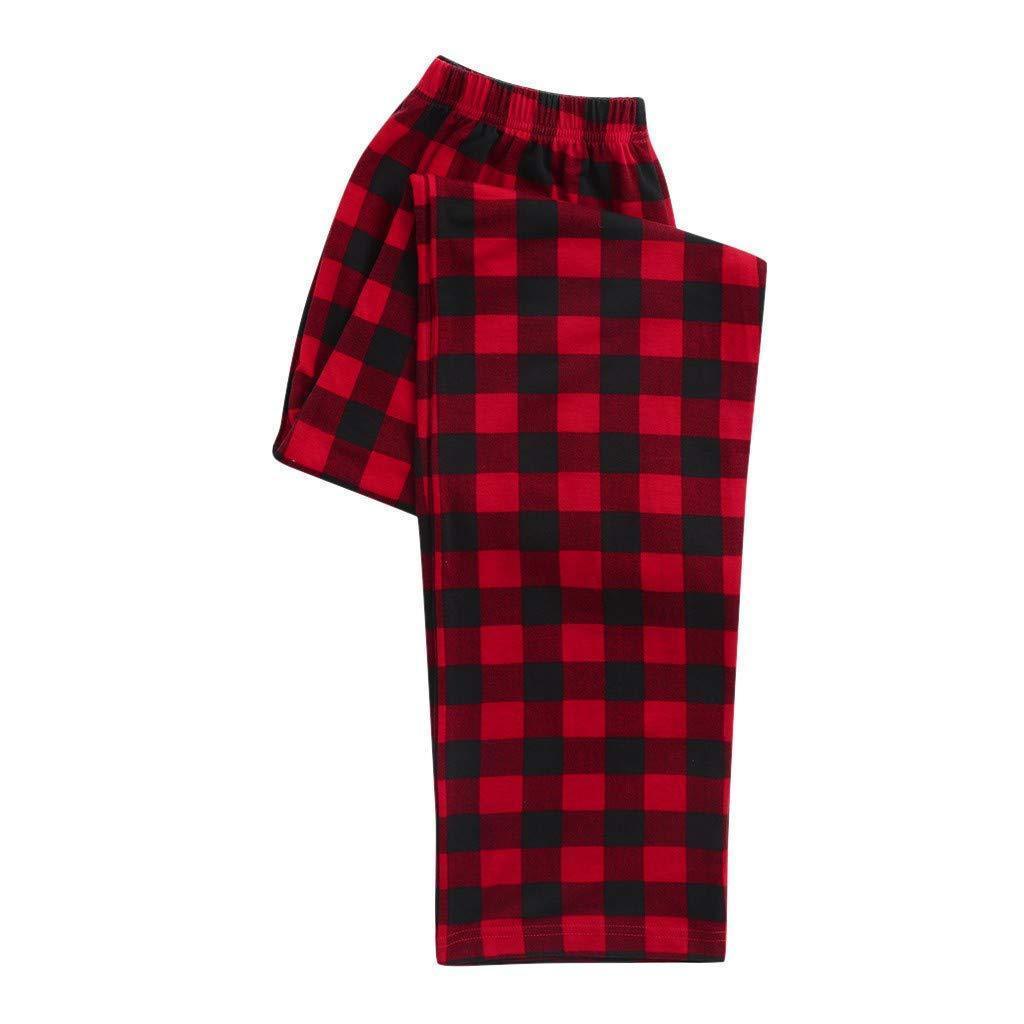 Christmas Family Matching Sleepwear Pajamas Sets red tree Top and Red Plaid Pants