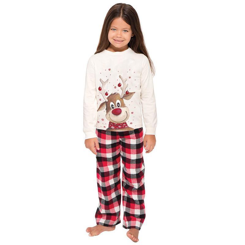 Family Matching Senta Elk Printed Long Sleeve Christmas Pajamas Set