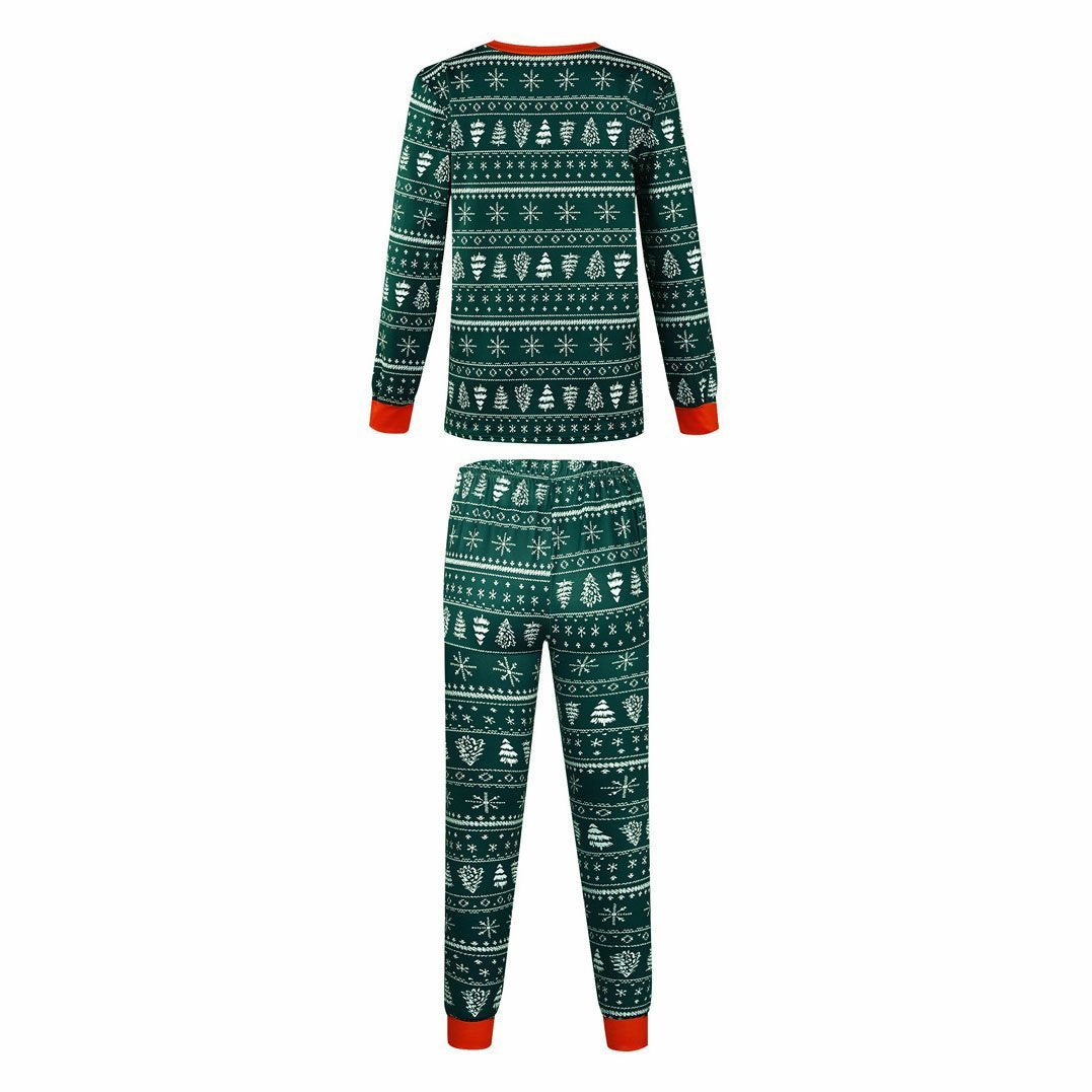 Christmas Family Matching Pajamas Green snowflake Christmas tree print Xmas Ugly Pajamas Warm Sleepwear