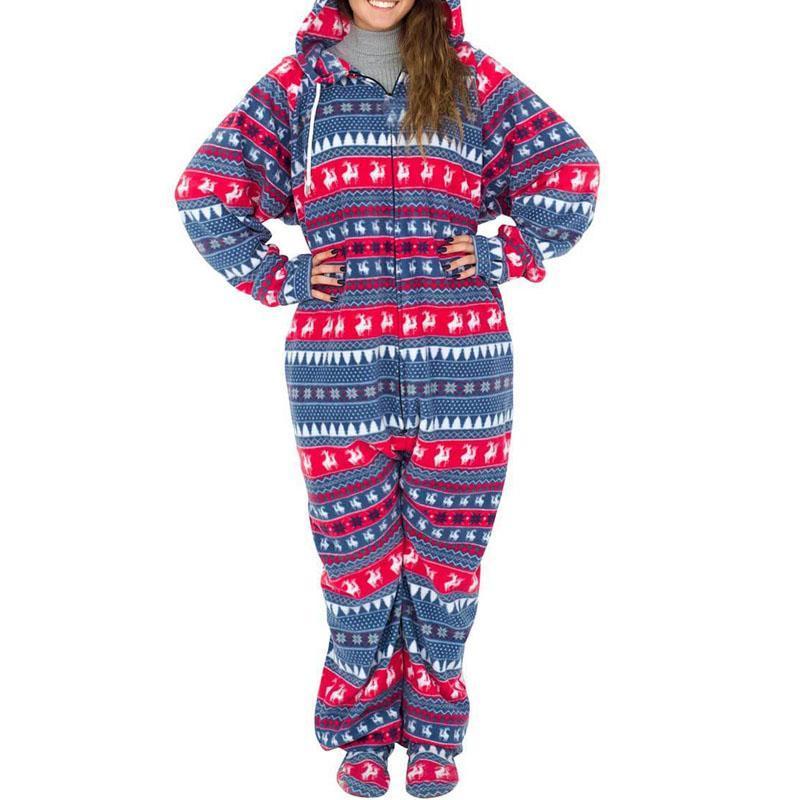 Humping Reindeer Elk Balls Ugly Christmas Lazy Black Pajama Suit with Hood pajamas for women