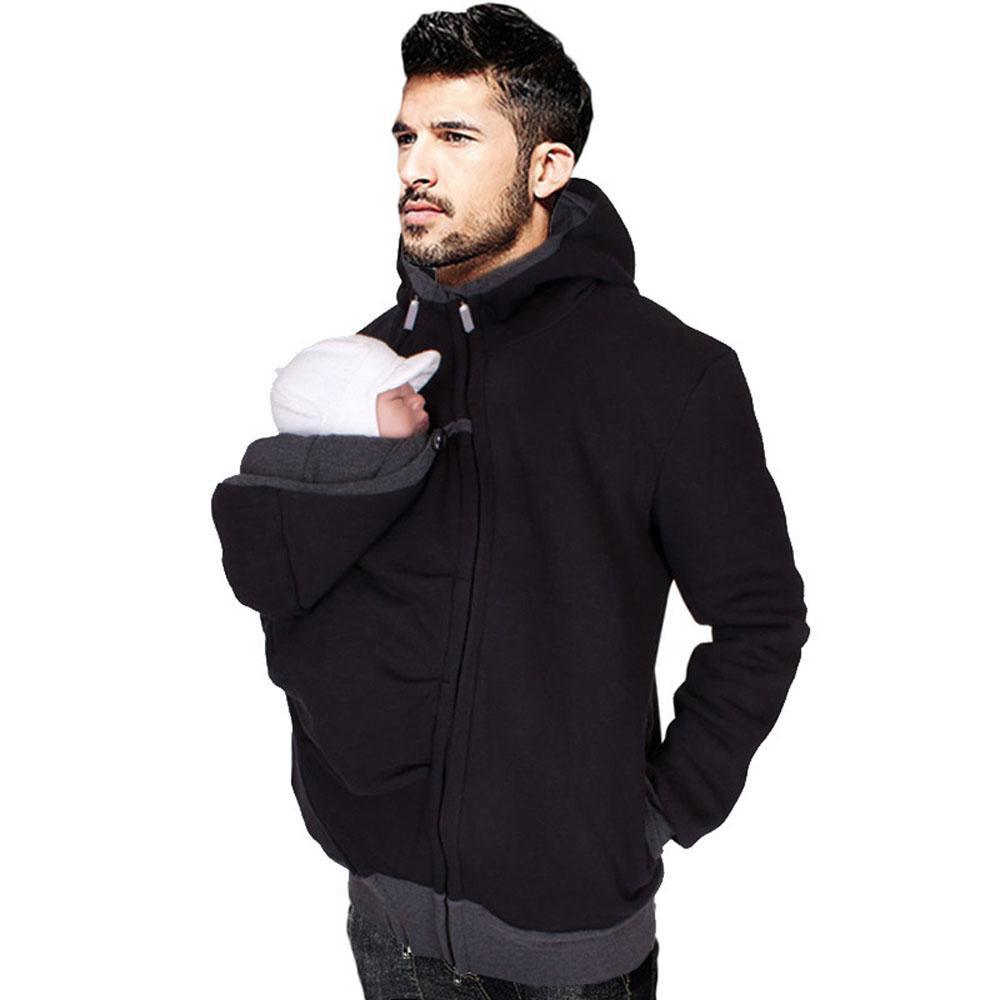 Kangaroo Men Dad Baby Carrier Coat Hoodie Jacket Hooded Sweater - Pajamasbuy