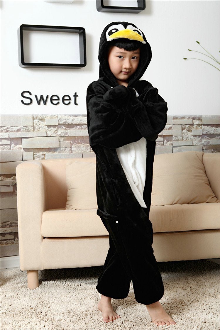 BuyKids Black Penguin Kigurumi Pajamas Animal Onesies costume Now Cheaper With 3 - 5 Days Ship - PajamasBuy